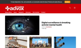 Screenshot of Global Voices Advox