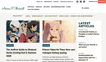 Screenshot of Anime Feminist