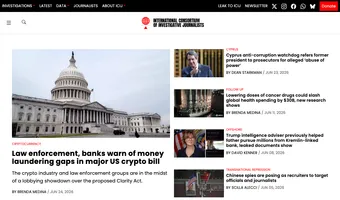 Screenshot of International Consortium of Investigative Journalists