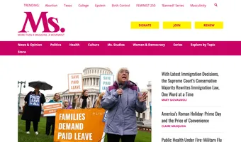 Screenshot of Ms. Magazine