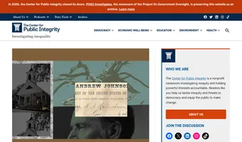 Screenshot of Center for Public Integrity