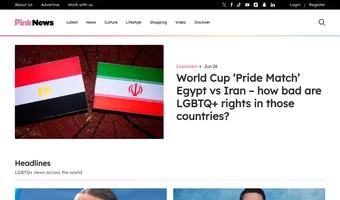 Screenshot of PinkNews